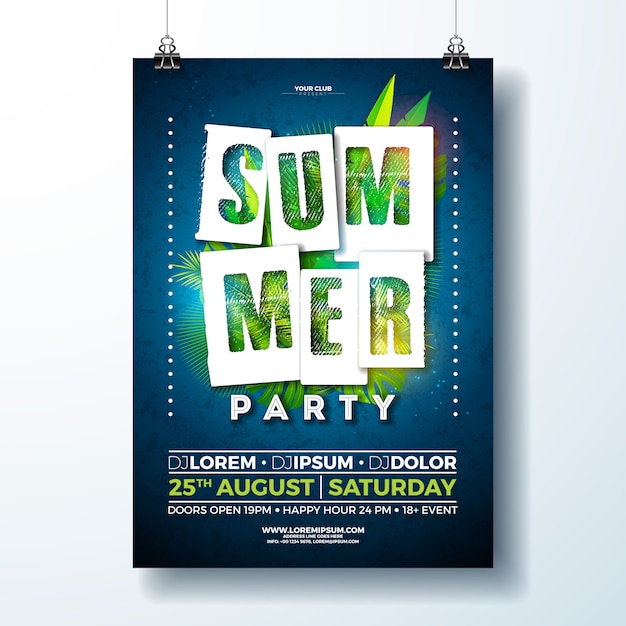 Vector Summer Party Flyer Design