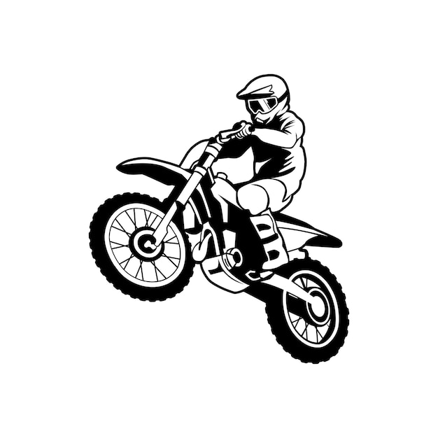 vector, supermoto, motocross, jinete, estilo libre, blanco y negro