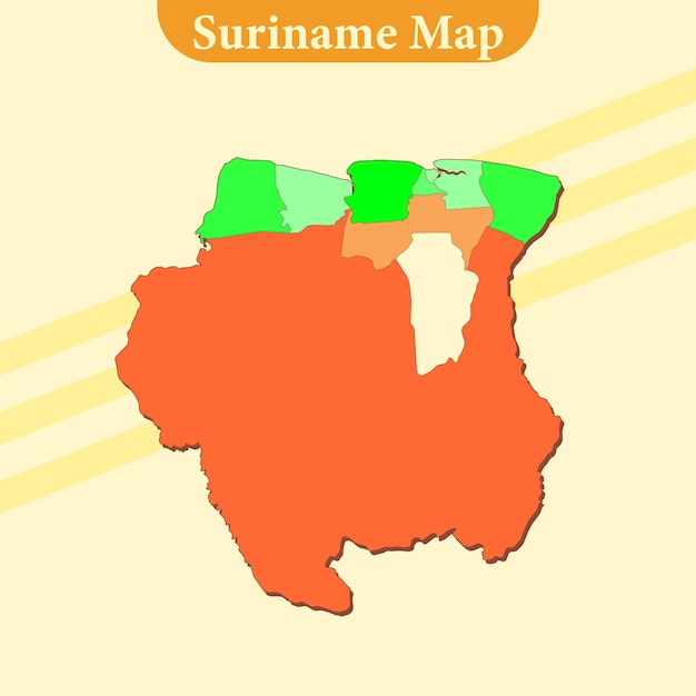 Vector Suriname mapa vector con regiones y ciudades líneas y completo cada región