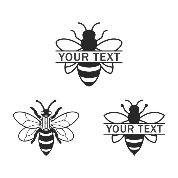 Vector SVG de abejas de miel Ilustración de la silueta de abejas Vector del logotipo de la abeja