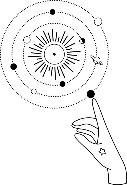 Vector svg astrología ilustración. universo astronomía sublimación con fases lunares y planetas