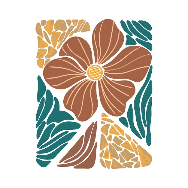 Vector SVG de flores Boho inspirado en el retro