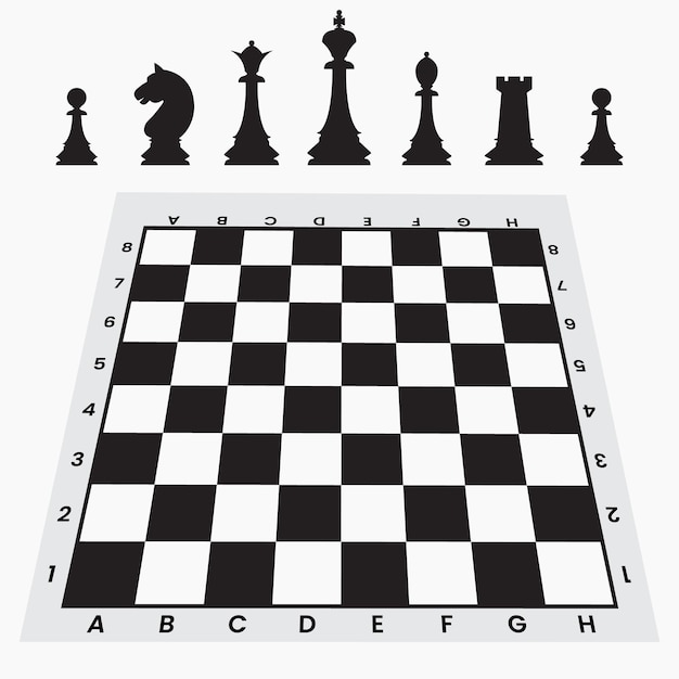 Vector de tablero de ajedrez vacío en fondo transparente Tablero deajedrez blanco y negro