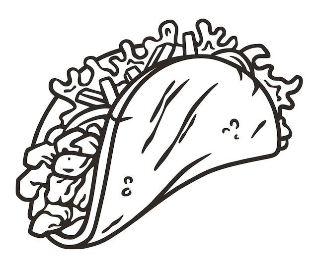 Vector de tacos con carne y vegetales Comida rápida mexicana tradicional Tacos Comida de México con tortilla
