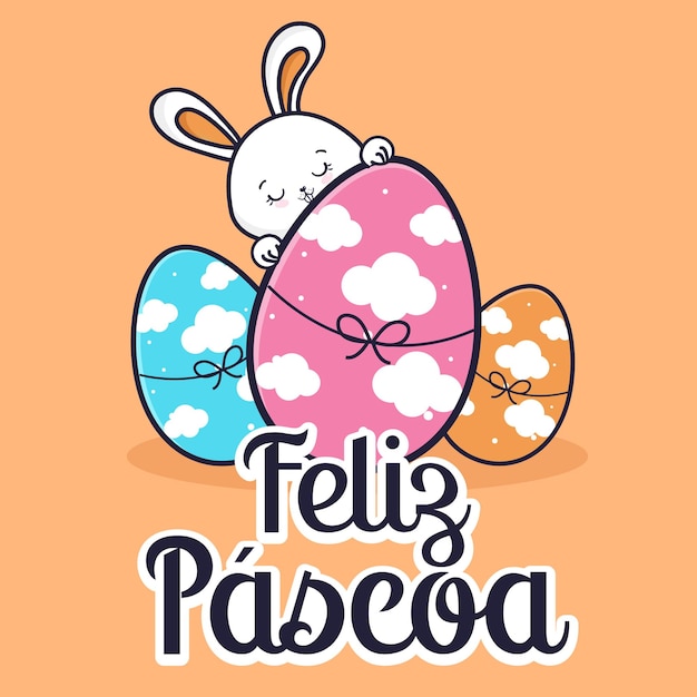 Vector vector de la tarjeta del conejo de pascua