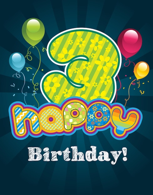Vector tarjeta de cumpleaños 13