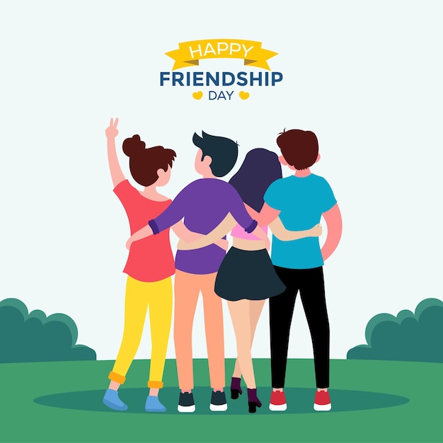 Vector tarjeta de felicitación del día de los amigos con ilustración