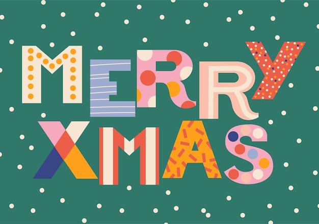 Vector vector tarjeta de felicitación de navidad o banner con letras