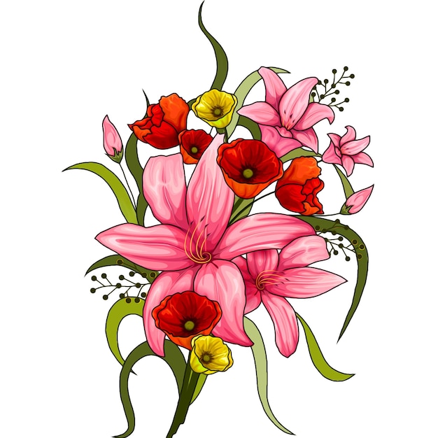 vector tarjeta floral vector hermoso racimo conjunto floral ilustración vectorial conjunto de flores floral