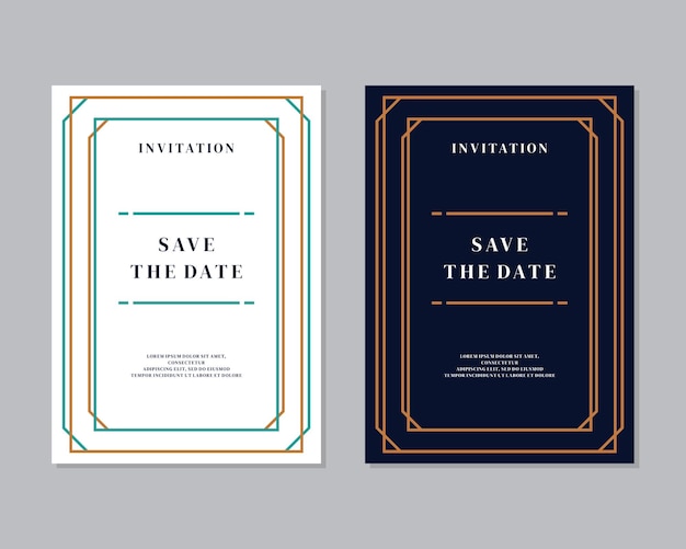 Vector de tarjeta de invitación de boda Art Deco Diseño de tarjetas antiguas clásicas de lujo para invitación VIP