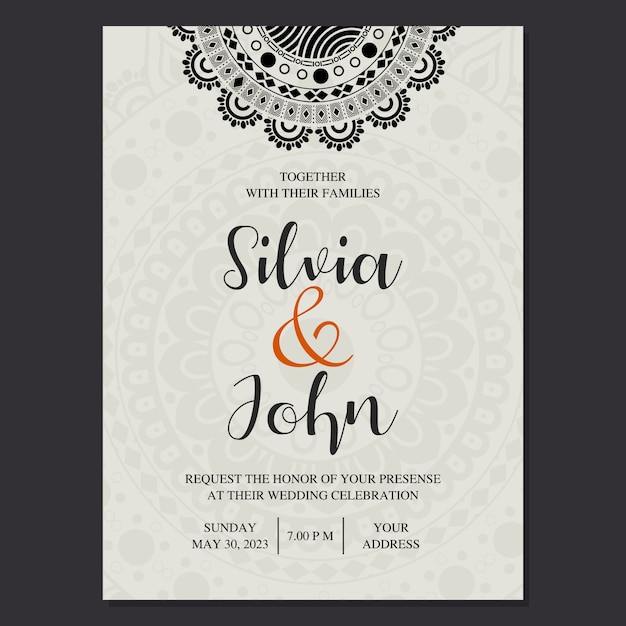 Vector de tarjeta de invitación de boda ornamentales.
