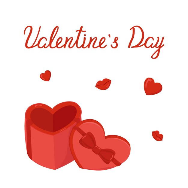 Vector tarjeta de San Valentín Imagen en color de una caja con regalo en forma de corazón Declaración de amor