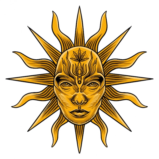 Vector de tarjeta de tarot de sol