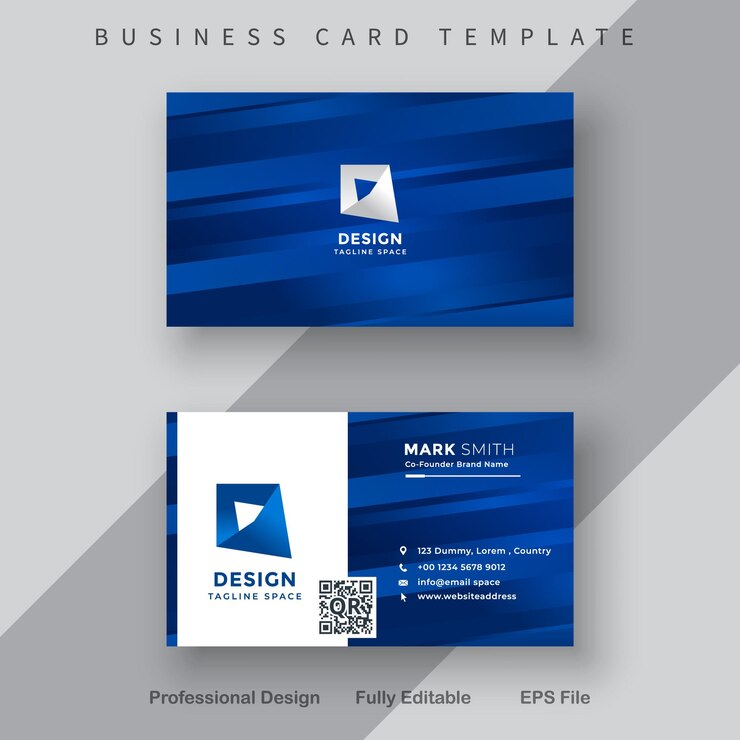 vector de tarjeta de visita azul y blanco