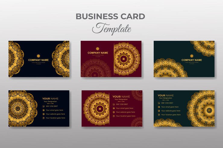 Vector tarjeta de visita mandala colorido diseño de elementos decorativos