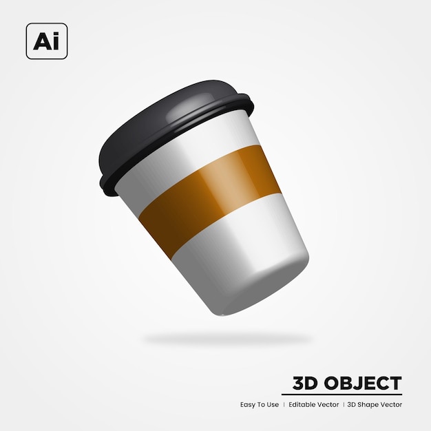 Vector de taza de café 3D realista con efecto realista Vector editable