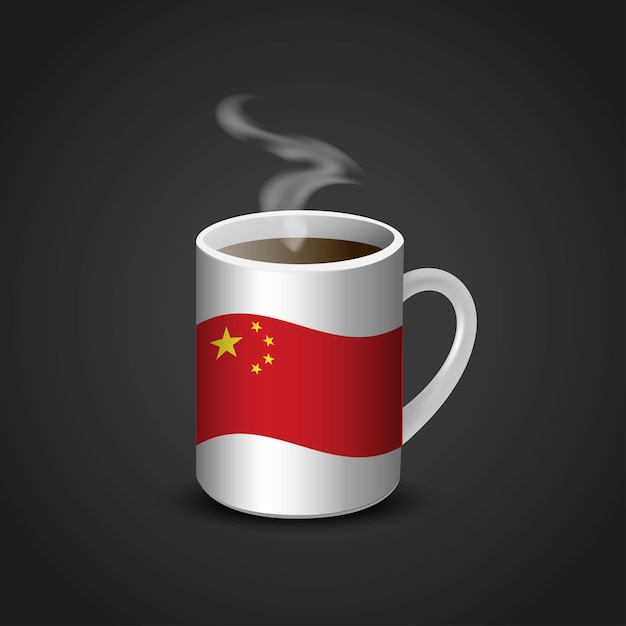 Vector de taza de diseño de bandera de China