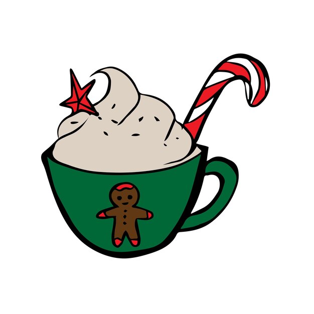 Vector de tazas de chocolate de bebidas calientes de Navidad