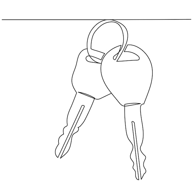 Un vector de teclas de dibujo de línea continua