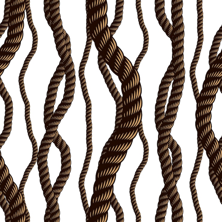 Vector vector de tejido de cuerda de patrones sin fisuras, fondo ilustrativo abstracto. diseño sin fin de cuerdas marinas enredadas en azul marino. utilizable para tela, papel tapiz, envoltura, web e impresión.