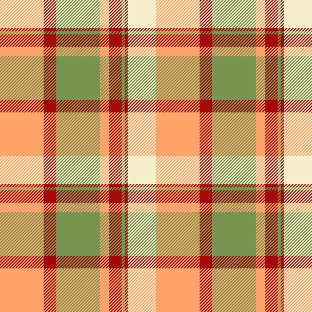 Vector de tela a cuadros de valentín sin costuras de tartan textil completo comprobación de textura del patrón de fondo clásico en colores naranja y verde