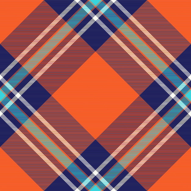 Vector de tela escocesa de textil de textura de fondo con un patrón de cuadros sin fisuras en naranja y colores brillantes
