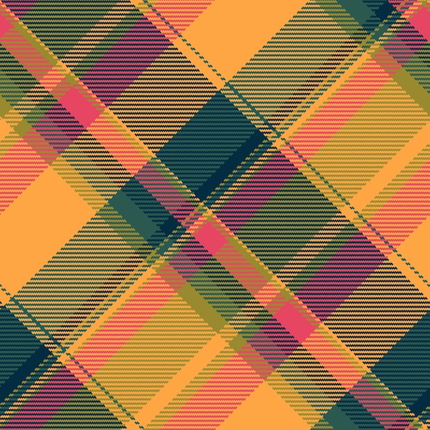 Vector de tela de patrón de textura de fondo a cuadros con un cheque de tartan textil sin costura en colores naranja y oscuro