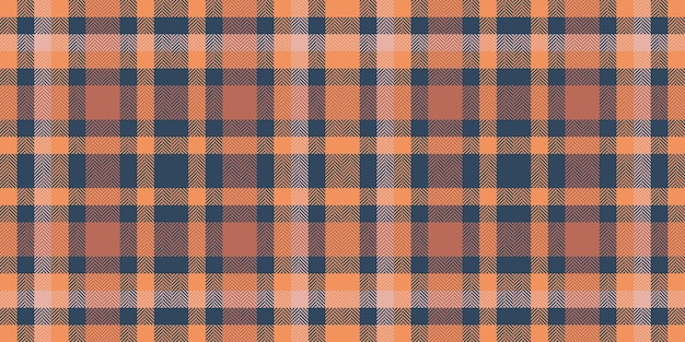 Vector de tela real sensual a cuadros de fondo comprobación de tela sin costura patrón de tartan en colores cian y naranja