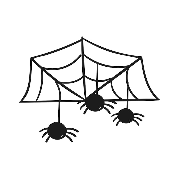 Vector, telaraña, y, araña, halloween, negro, silueta, conjunto, espeluznante, miedo, arañas, tela, peligroso