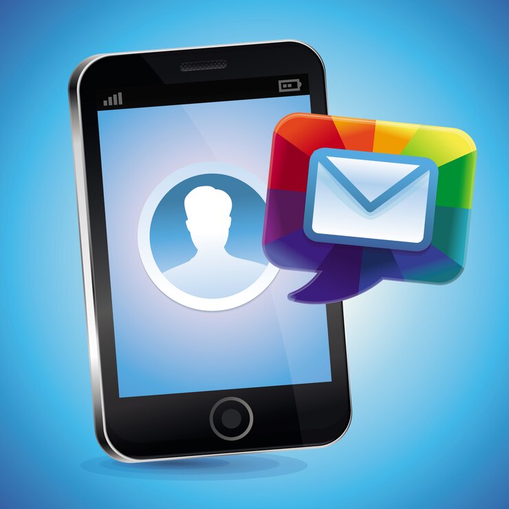 Vector vector de teléfono móvil con pantalla táctil - concepto de mensaje