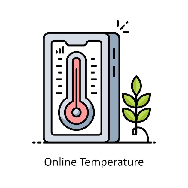 Vector de temperatura en línea Ilustración de estilo de icono de contorno lleno Símbolo en fondo blanco EPS 10