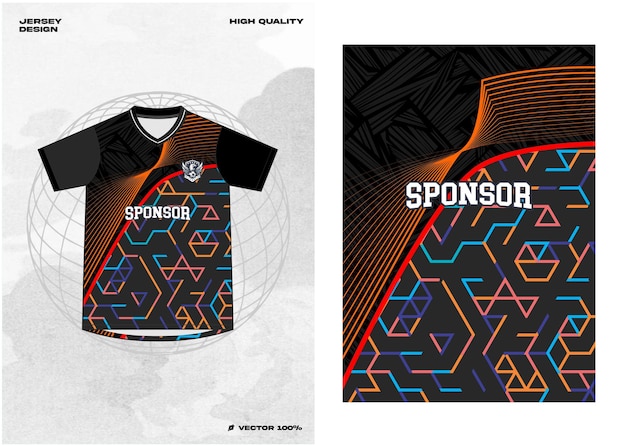 Vector template jersey fútbol futsal fútbol deporte patrón diseño de la camiseta negra sublimación