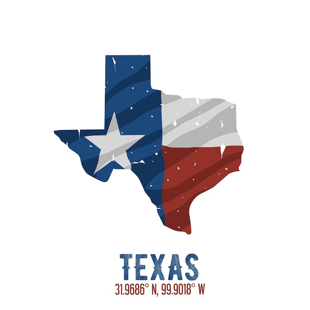 Vector de texas ondeando la bandera en estilo grunge estilo vintage perfecto para la impresión de ropa, etc.