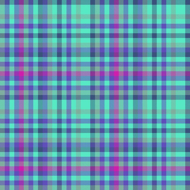 Vector textil a cuadros de patrón de tela tartan con un fondo de textura de control sin costuras en colores turquesa e índigo