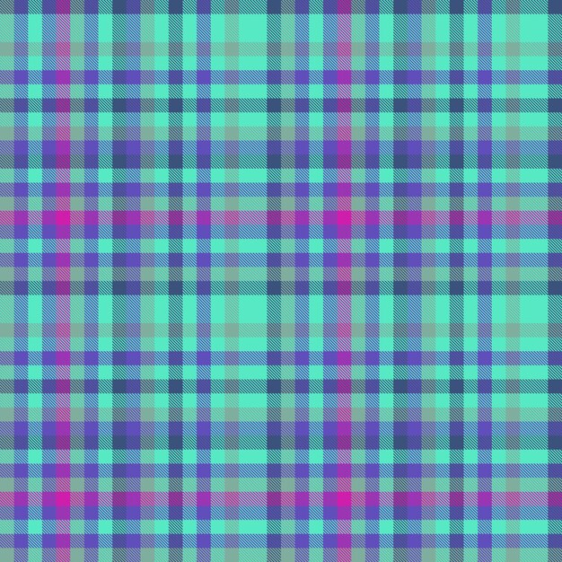 Vector textil a cuadros de patrón de tela tartan con un fondo de textura de control sin costuras en colores turquesa e índigo