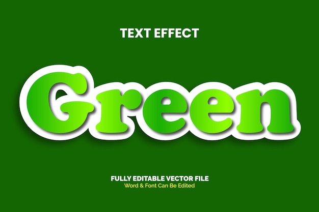 Vector de texto 3D verde Estilo de efecto de texto