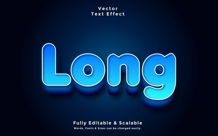 Vector vector de texto editable con efecto de texto 3d largo