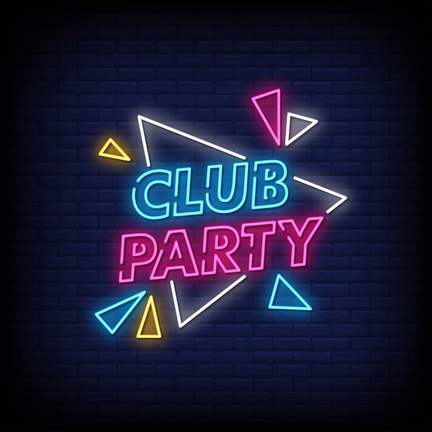 Vector de texto de estilo Club Letreros de neón