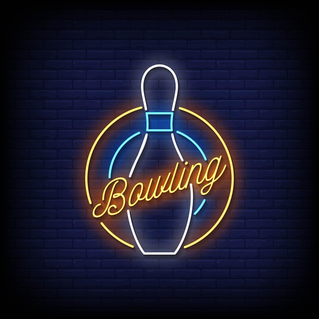 Vector de texto de estilo de letreros de neón de bolos