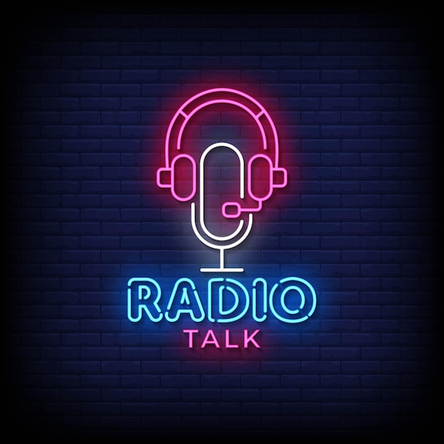 Vector de texto de estilo de letreros de neón de conversación de radio