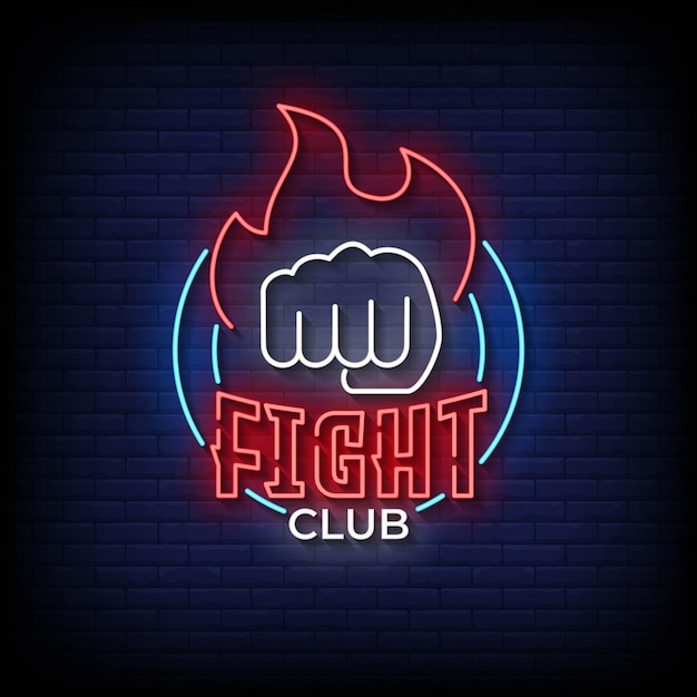 Vector de texto de estilo de letreros de neón de fight club