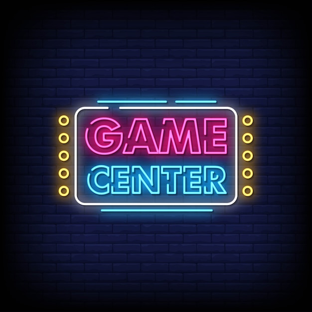 Vector de texto de estilo de letreros de neón de Game Center