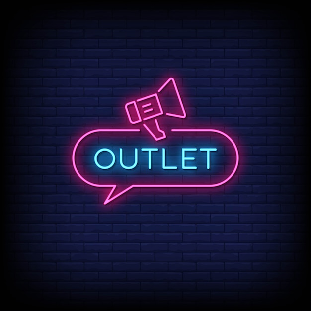 Vector de texto de estilo de letreros de neón de salida