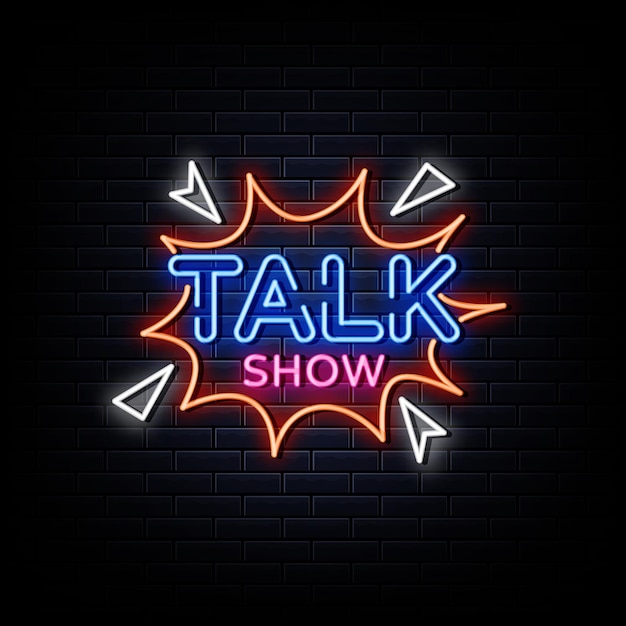 Vector de texto de estilo de letreros de neón de talk show