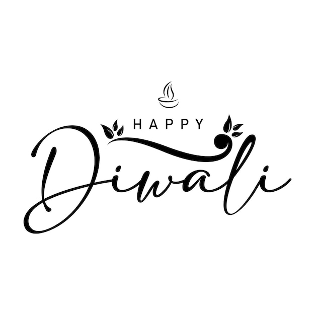 Vector de texto de feliz Diwali Diseño de texto de felicidad Diwali diseño de fuente cursiva de felicidad diwali