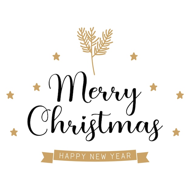 Vector de texto de feliz Navidad, ilustración de texto de vacaciones, vector de texto de Navidad de oro, frase feliz