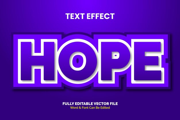 Vector de texto Hope 3D Estilo de efecto de texto