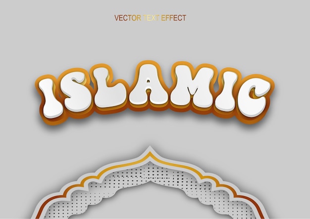 vector texto islámico fuente oro blanco suave 3d