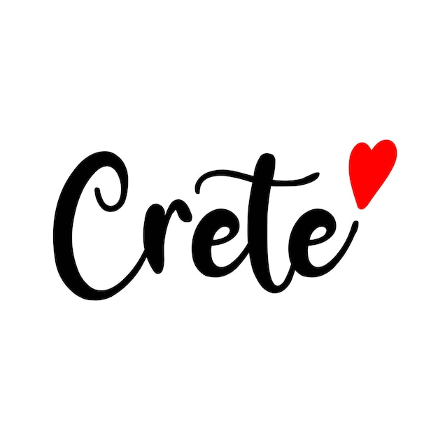 Vector de texto de palabra de Creta letra de caligrafía moderna escrita a mano con pincel con corazón rojo