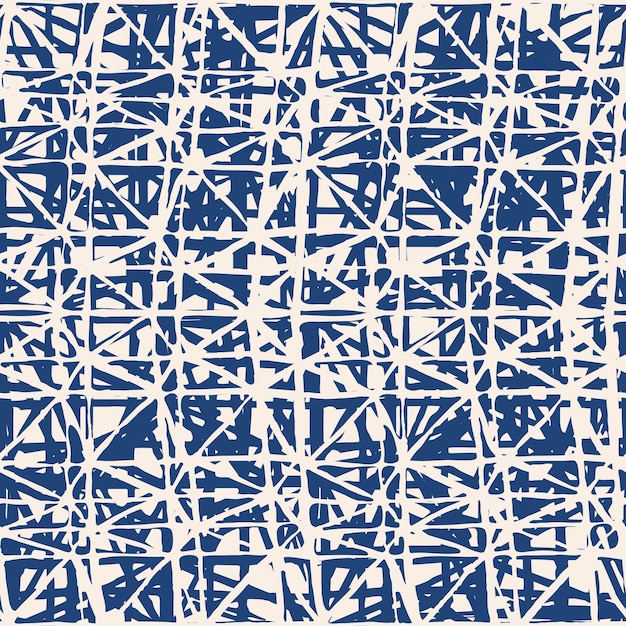 Vector de textura de acuarela sin fin. Patrón sin costuras con tinte de corbata índigo. Azulejos naturales. Fondo de algodón de Japón. Textura vectorial de cama Batik. Fondo de algodón blanco teñido a mano de China. Tela hippie con rejilla